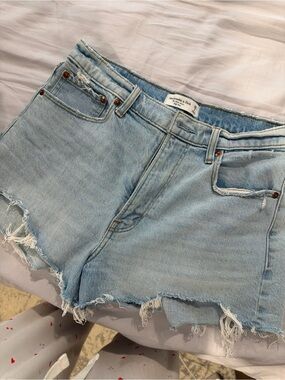 Abercrombie & Fitch Light Blue Distressed High-Rise Denim Shorts